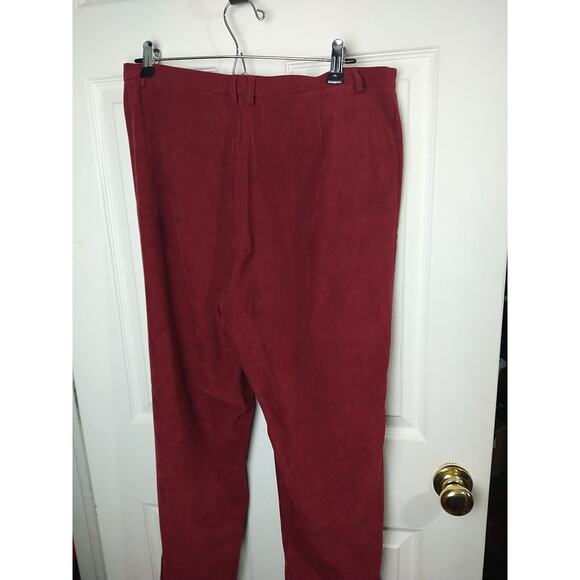 Doncaster Woman 14 Pants Red Trouser Suede Feel Flat Front Straight Leg - Picture 10 of 11